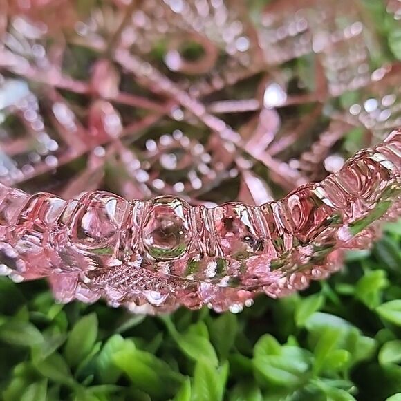 Vintage Imperial Pink Nappy Dish With Hobstar Pattern - Picture 12 of 13